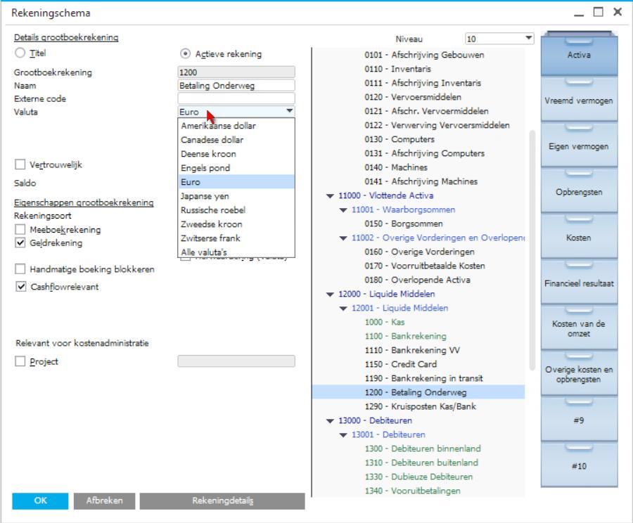 SAP Business One Meerdere valuta s - Grootboekrekeningen Per grootboekrekening valuta s in te