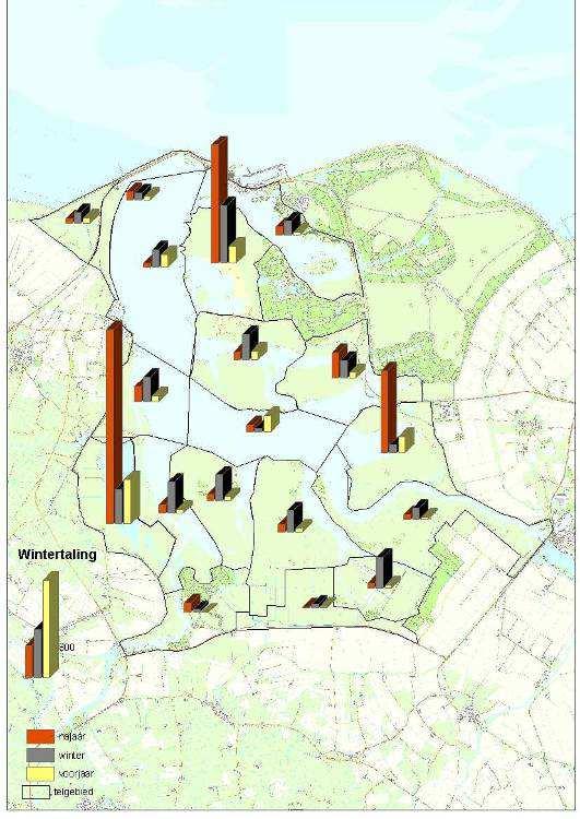 Wilde eend Huidig voorkomen en trend Wilde eenden komen wijd verspreid in het Lauwersmeergebied voor, met de grootste concentraties in open, ondiepe waterpartijen die afgesloten zijn voor recreatie,