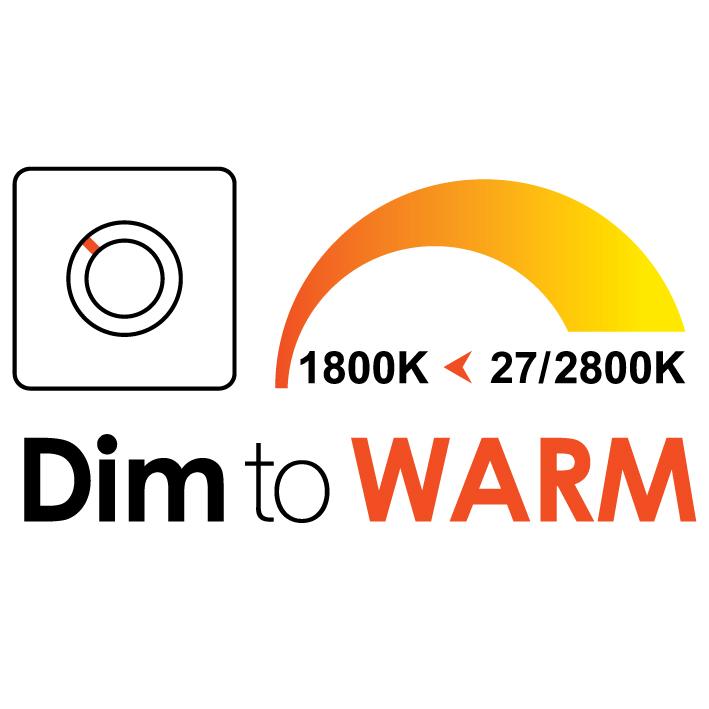 Dim to WARM: Lichtkleur verandert naarmate er verder wordt gedimd en wordt steeds warmere van kleur.