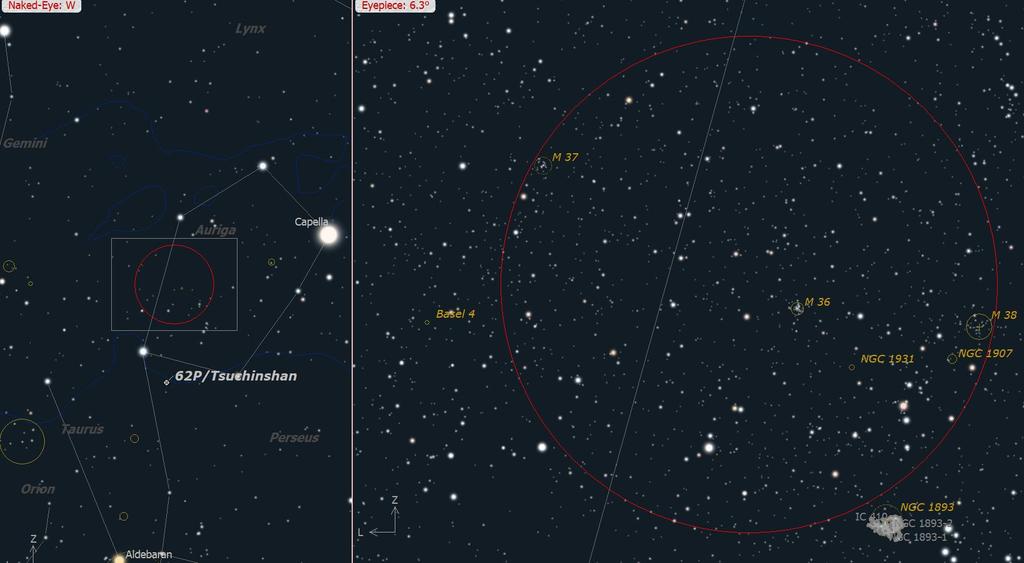 M36, 37 en M38 in Auriga.