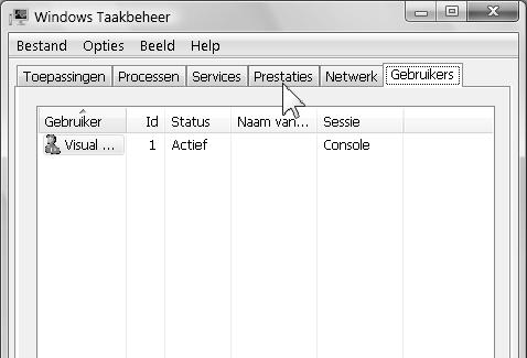 32 Windows Vista - schoonmaak en onderhoud voor senioren Zijn er op uw computer meerdere gebruikers aangemeld, dan ziet u hier de gebruikers die op dat moment actief zijn.