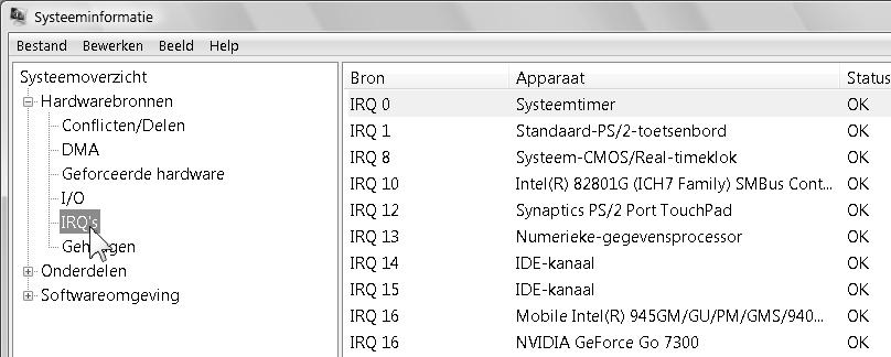 22 Windows Vista - schoonmaak en onderhoud voor senioren Het venster Systeeminformatie bevat details over de hardwareconfiguratie, computeronderdelen en software, zoals stuurprogramma's.