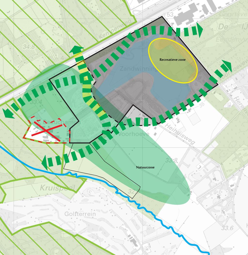 Schematische weergave Visie Natuurorganisaties figuur 2 Legenda Water Groene en recreatieve verbinding Recreatieve zone Goudgroene natuur Natuurzone Tungelroyse Beek Natura 2000 Te amoveren Groene