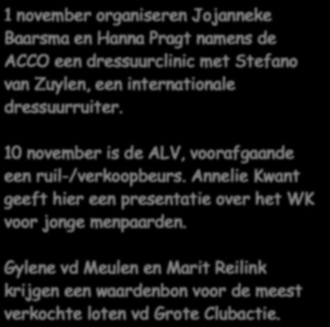 10 november is de ALV, voorafgaande een ruil-/verkoopbeurs.