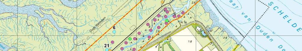 Kluut 87 0 44 91 Strandplevier 5 2 3 3 Figuur 2. Overzicht van de nest locaties van aangewezen broedvogels in het jaar 2004 binnen een zone van 300 meter van de Leidingendam.