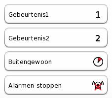 ALARM BEDIENING UITGANGEN ALARM Met deze functie kunt u de status bewerken van de uitgangen die in het systeem aanwezig zijn. ALARMEN 4 3. Symbolen voor navigatie menu.