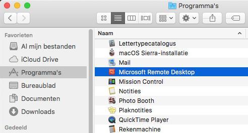 Stap 1. Microsoft Remote Desktop v8 verwijderen 1. Open de finder 2.
