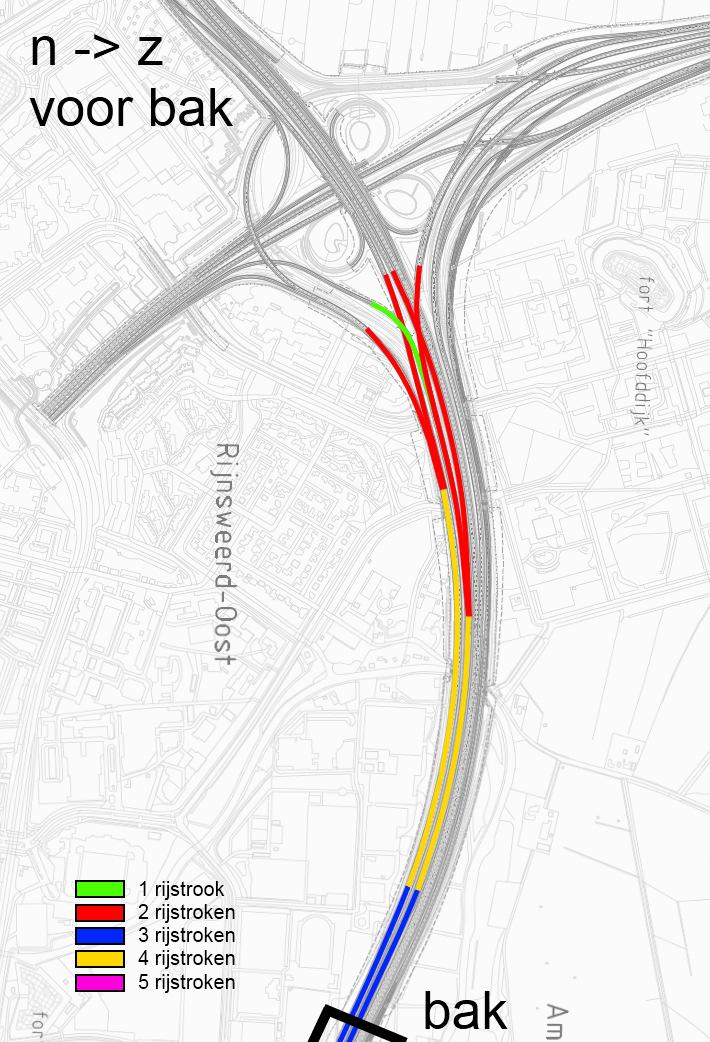 2.3. Verkenning rijrichting noord zuid 2.3.1. Dwarsprofiel Voor het dwarsprofiel richting het zuiden (westbaan) gelden dezelfde overwegingen als voor de andere rijrichting, zie paragraaf 3.2.1. Ook dit dwarsprofiel is weergegeven in bijlage I.