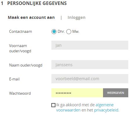 6: Overzicht winkelwagen, aanpassingen zijn nog mogelijk. 9. Persoonlijke gegevens 9.1 Is dit uw eerste bezoek aan onze webshop, dan dient u enkele gegevens in te vullen.