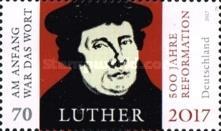 8 Z.Z.Z Vijfhonderd jaar Reformatie Duitse postzegel van de 500 honderdste verjaardag van de Reformatie. Gelijke uitgave met Brazilië.
