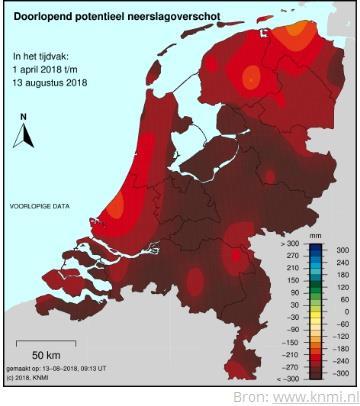 Neerslagtekort Voor het groeiseizoen (vanaf 1 april) wordt het neerslagtekort bepaald als de verdamping minus de