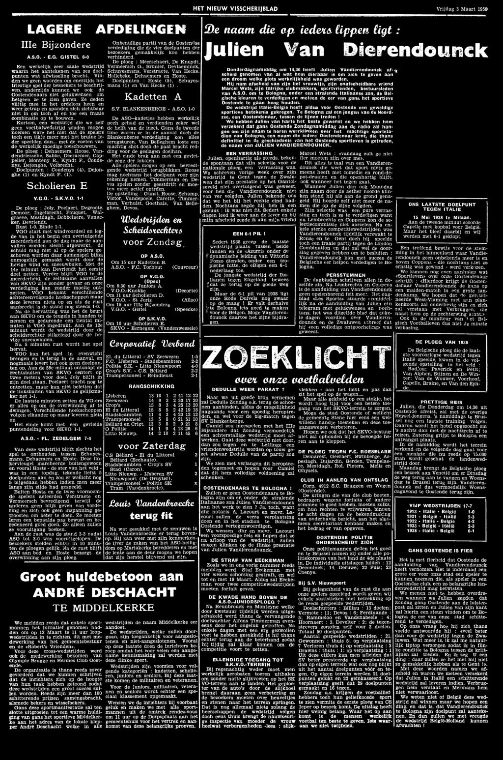 .. m e t de voeten van d e w erk elijk m oedige toeschouw ers. e ploeg : ehaem ers, Roose, V an- d en d riessche, Sabbe, ecraem er, C ap- pelier, M onteny R., K y n d t F.