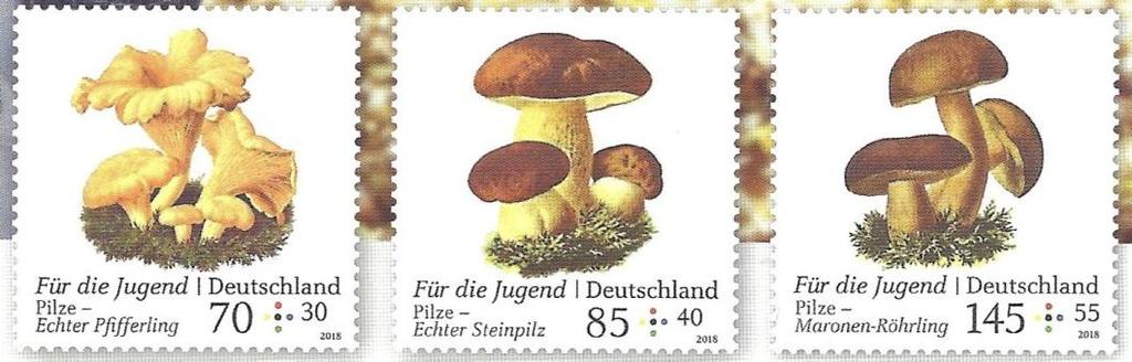 Afb. 1 Dan twee mooie zegels in september uitgebracht: een fel gekleurde uit de serie Mikrowelten, waarin de structuur van koolstof wordt getoond ( afb. 2) en één uit de reeks Dag van de postzegel.