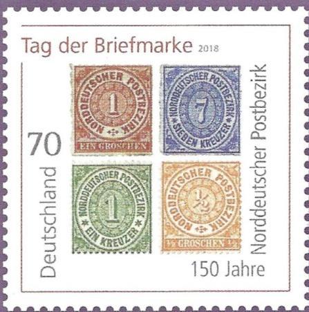Dit keer de viering van 150 Jahre Norddeutscher Postbezirk, waarmee eigenlijk het keizerrijk Duitsland in de steigers werd gezet (afb.3).