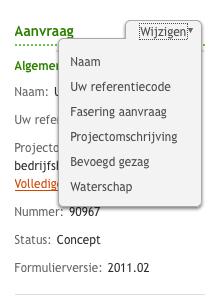 De aanvrager kan een eenmaal gekozen waterschap wijzigen via de sidebar. 66.