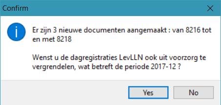 Figuur 28. Vraag om de periode te vergrendelen na het overhalen van dagregistraties naar leveringen. 4.