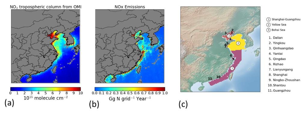 Emissies bepaald uit OMI metingen zelfs als ze onder de outflow van het vaste land van China liggen! 1.