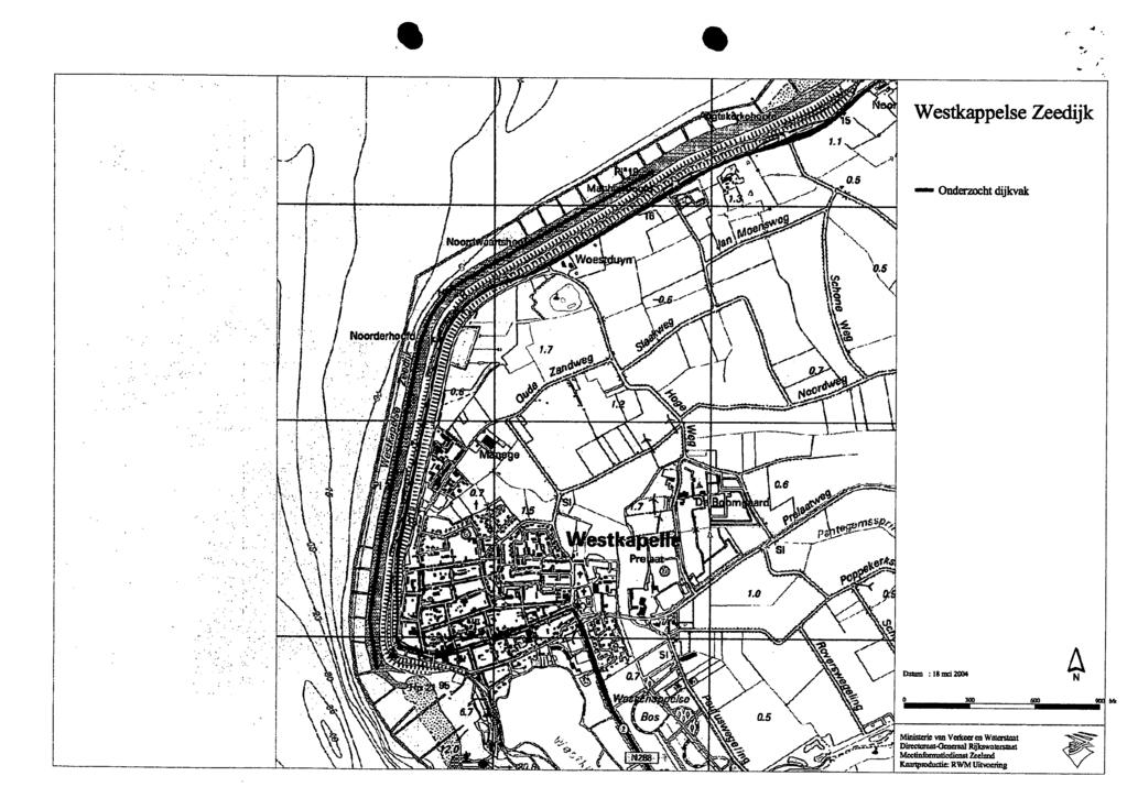 -..' 4 Westkappelse Zeedijk - Onderzocht dijkvak A N u Miniscric wo Veckeer en Wa1er5lllat "pr.