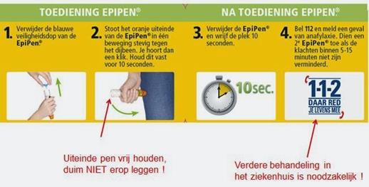 Eerste Hulp bij ernstige allergische reactie (2) (anafylaxie & mantelzorg) Wie een verhoogd risico loopt, kan een adrenaline auto-injector, zoals de EpiPen of Jext, worden voorgeschreven.