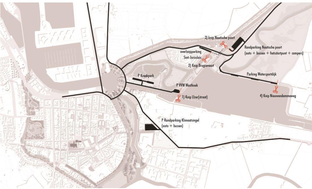 De visie is om het gebied met autoluwe en verkeersvrije zones in te