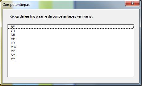 FASE 10: RAPPORTERING Je hebt de keuze uit verschillende mogelijkheden van rapportering. 1. Competentiepas Stap 1: Klik op knop COMPETENTIEPAS.