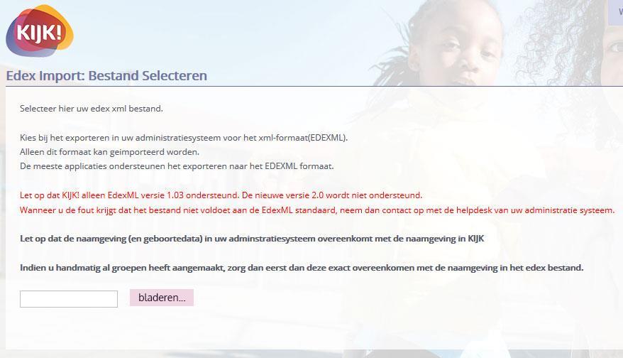 Klik op Edex import Maak een Edex bestand vanuit uw administratiesysteem. Kies bij het exporteren in uw administratiesysteem voor het xml-formaat(edexml).