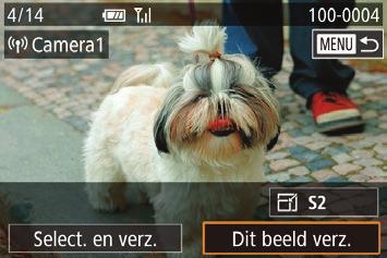 4 Verzend een beeld. zzdraai aan de knop [ ] om een beeld te selecteren dat u wilt verzenden. Druk op de knoppen [ ][ ] om [Dit beeld verz.