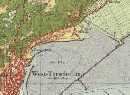 1960 - Jeugdherberg en Victoria In 1940 is de hoofdroute vanuit het dorp verlegd van de Dellewal naar de Hoofdweg, die hoger over het duin loopt en met een knik aansluit op de kade.