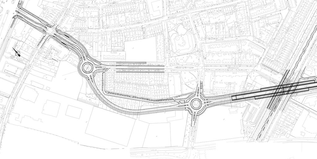 weg komt vervolgens uit bij de rotonde met de Arbergstraat om geleidelijk omlaag te gaan, onder het spoor door. Dat wordt een open, lichte onderdoorgang, verduidelijkt Roland.