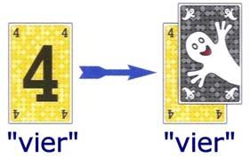 Als een speler van een kaart die hij kan spelen meerdere identieke exemplaren in de hand heeft, mag hij deze allemaal in één beurt uitspelen. Het afgebeelde cijfer wordt echter maar eenmaal vermeld.