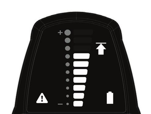 6. Controleer of de therapie is uitgeschakeld door te verifiëren of de lampjes van de statusring en stimulatiesterkte op de afstandsbediening wit branden en niet knipperen.