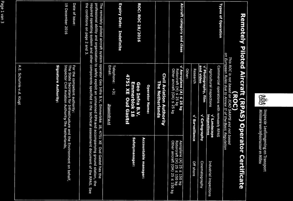 . /Laridscape Remotely Pïloted Aircraft (RPAS) Operator Certificate Commercial operations with remotely RPAS Types of Operation on European Ru/es due to Annex II of the 3asic Regulation This ROC is