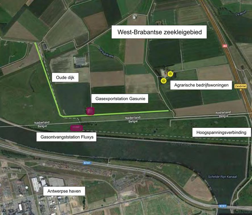 12 Aan de westzijde en ten westen van het plangebied bevindt zich een natuurfunctie. Het betreft 'Schor van Ossendrecht' en de 'Nieuwedijk'. Langs de oostgrens van het plangebied ligt de A4.