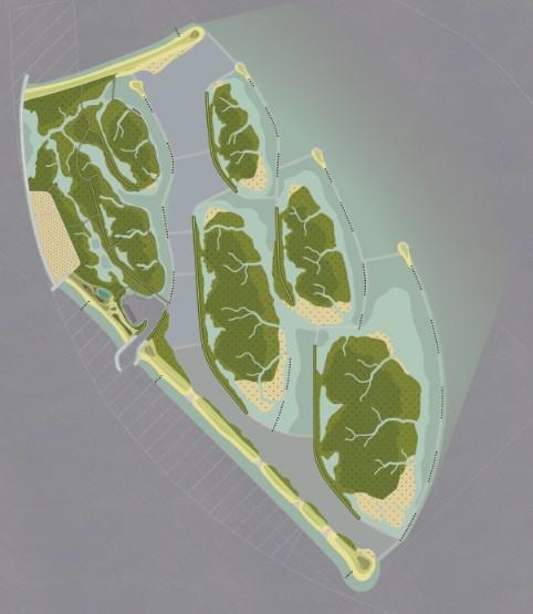 ILLUSTRATIES De 5 eilanden van Marker Wadden.