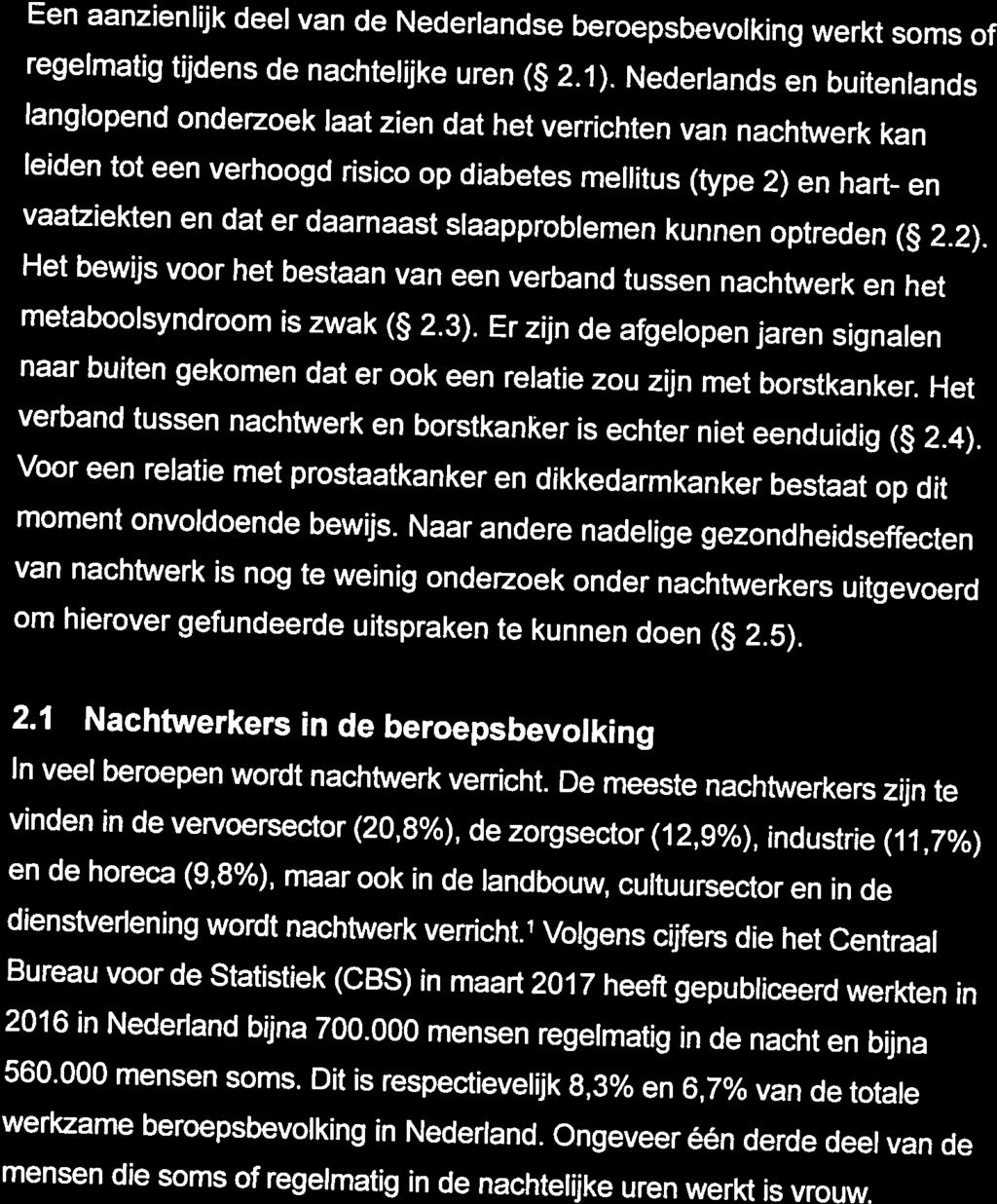 Nederlands en buitenlands langlopend onderzoek laat zien dat het verrichten van nachtwerk kan Figuur 1 Sectoren waarin nachtwerk wordt