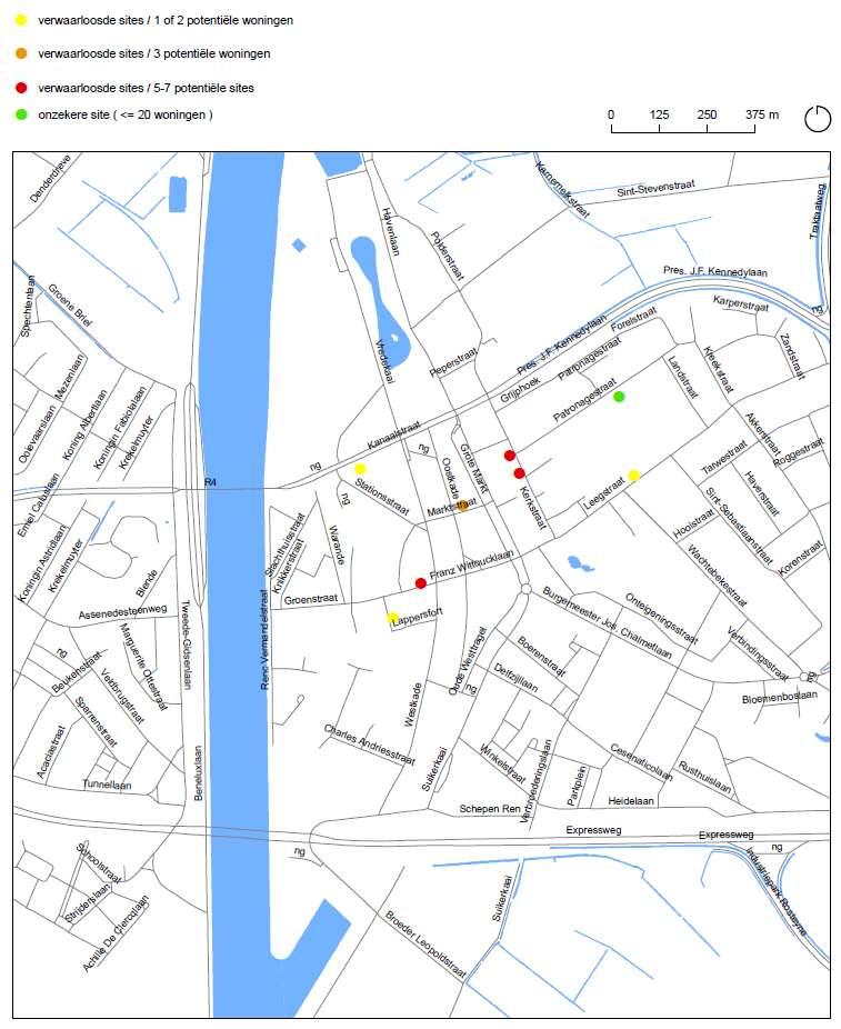 Verspreide kernversterkende sites in Zelzate Een nagetoetste screening wijst uit dat het om ca.