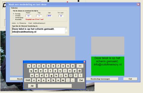 Een klik op de toetsenbordje in het gereedschapmenu zet het toetsenbord op het scherm Aan of Uit.