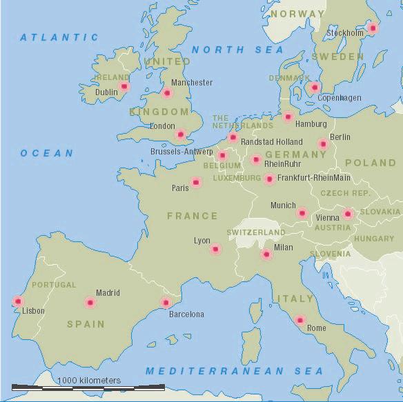 5 De regio in Europees perspectief Het gebied van de RSA concurreert niet alleen met andere regio s in Nederland maar ook met regio s in Europa.