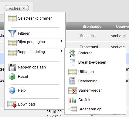 2.2.4 Rapport indeling Deze menu-optie stelt de gebruiker in staat om het rapport naar