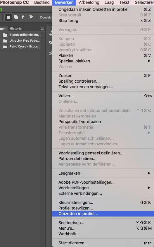 5. Profiel laden in Photoshop Deze ICC-profielen moeten op de juiste manier gebruikt worden in Photoshop.