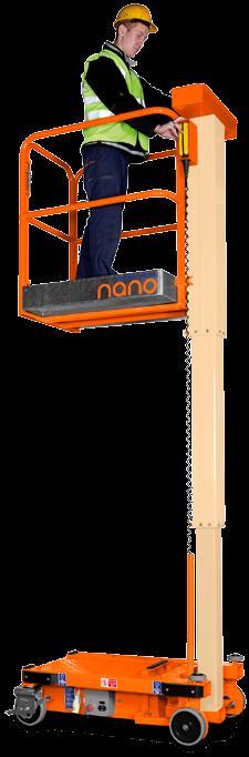 Power Tower Nano De ultieme keuze voor Low-Level Powered Access. Duw in positie, stap er op, druk op een knop. Eenvoudig. Veilig. Efficiënt.