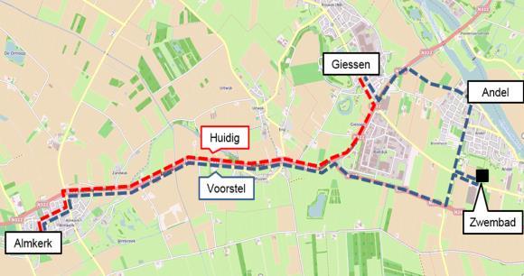 De route van lijn 224 kan niet binnen het uur worden gereden, de route van lijn 226 kan ruim binnen het uur worden gereden.