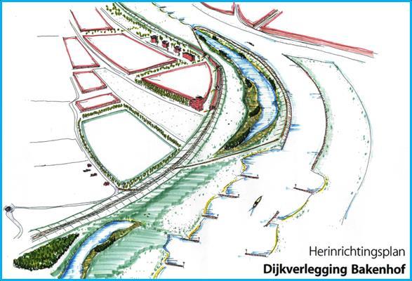 Dijkverlegging Bakenhof De dijkverlegging bij de bakenhof is uitgevoerd in het kader van "Ruimte voor de Rijntakken" om op de lange termijn een meer duurzame veiligheid tegen hoogwater bereiken.