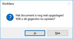 Wanneer u een Fairword document via de modules Correspondentie of Facturatie heeft geopend, zal het programma vragen of u het document wilt opslaan.