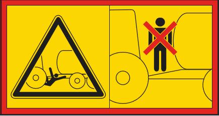 Het is verboden zich bij het werken of rijden zich op of onder de machine te bevinden.