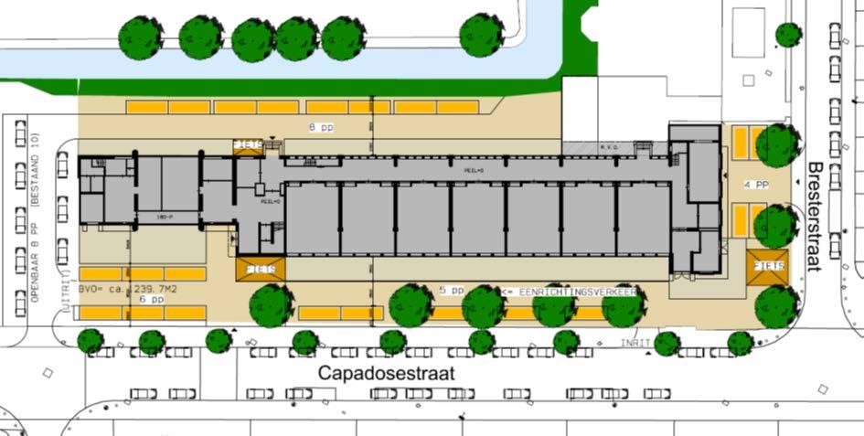 omvang om 20 parkeerplaatsen aan te leggen. Mogelijke parkeeroplossing Bij de uitwerking van het plan zal de inrichting van het eigen terrein verder worden uitgewerkt.