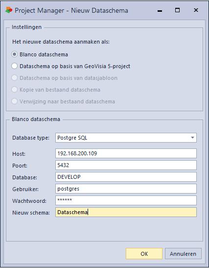 Hierbij wordt de keuze gegeven om het project te verwijderen inclusief de dataschema s, exclusief de dataschema s of alleen de verwijzing in PM te verwijderen en het project in de database te laten