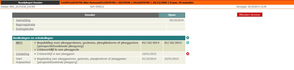 Je komt op het dossierscherm Klik op Beginregistratie Vul alle