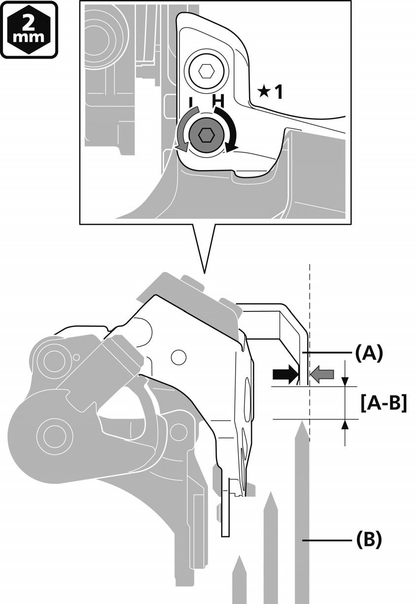 MONTAGE Type E (FD-M7005) Top swing 1. Zet vast met bevestigingsbout van bottom bracket-montage. De bevestigingspositie hangt af van het aantal tanden op het grootste kettingblad.