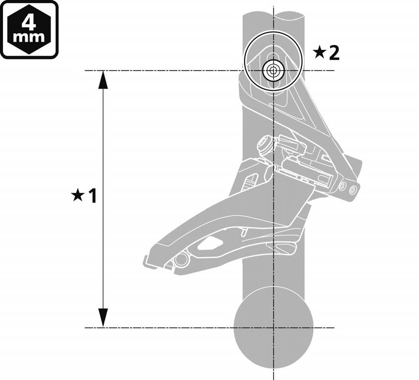 MONTAGE TECHNISCHE TIPS Controleer dit door een binnenzeskantsleutel tegen het platte deel van het grootste kettingblad te houden zoals in de afbeelding. 2.